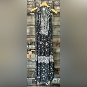 Bohemian Maxi Dress with ruffles and fabric tassles